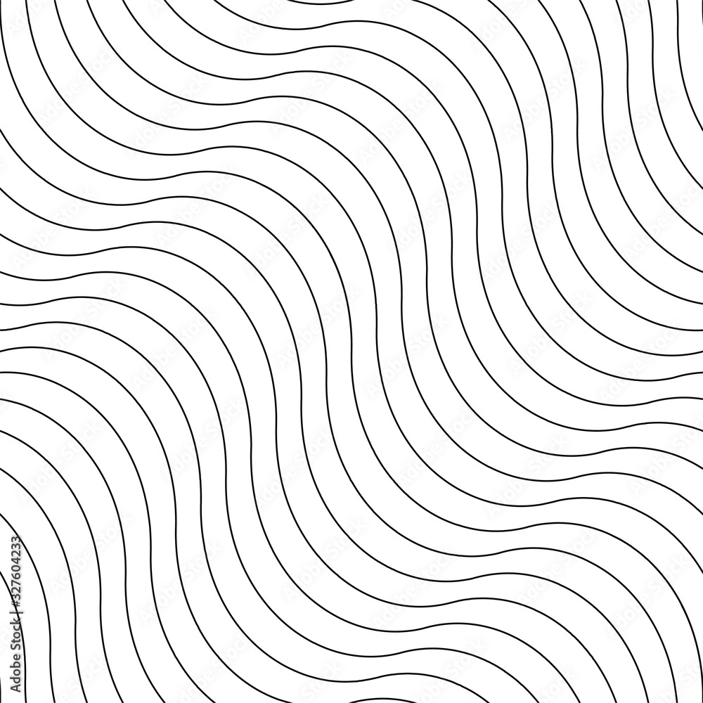 Obraz Vector creative seamless outline pattern. Striped endless wave texture. White repeatable minimalistic background with black wavy lines