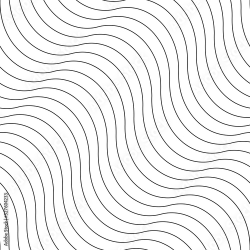 Obraz na płótnie Vector creative seamless outline pattern. Striped endless wave texture. White repeatable minimalistic background with black wavy lines