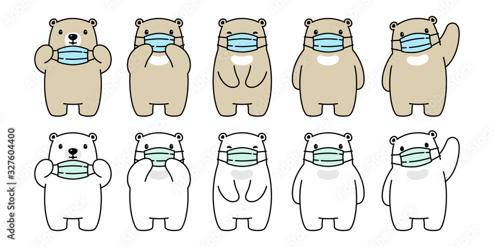 Bear vector face mask covid 19 polar bear coronavirus virus pm 2.5 icon teddy logo symbol character cartoon doodle illustration design Bear vector face mask covid 19 polar bear coronavirus virus pm 2.5 icon teddy logo symbol character cartoon doodle illustration design