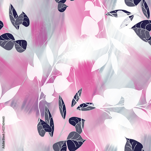 Leaves seamless pattern. Hand painted background.