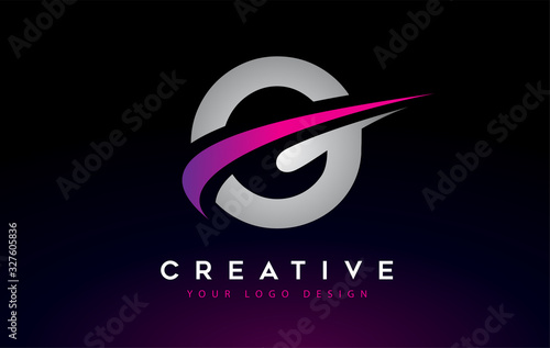 Creative G Letter Logo Design with Swoosh Icon Vector.