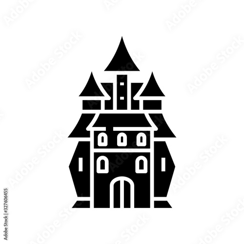 Magic castle black icon, concept illustration, vector flat symbol, glyph sign.