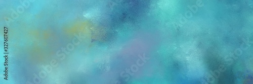 vintage painted art aged horizontal texture background with cadet blue, teal blue and sky blue color