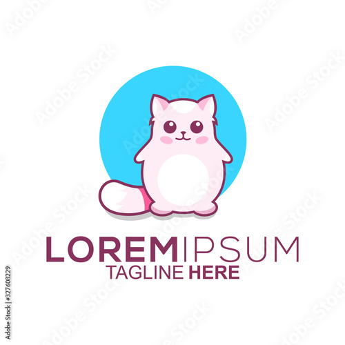 cute cat logo design vector