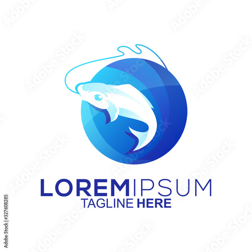 big bass fishing logo design vector
