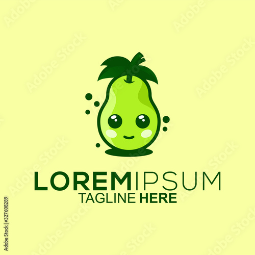 fresh pear logo design vector design