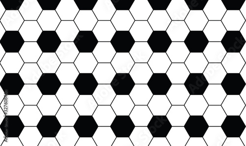 Black and white soccer ball pattern background. Football wallpaper texture vector illustration