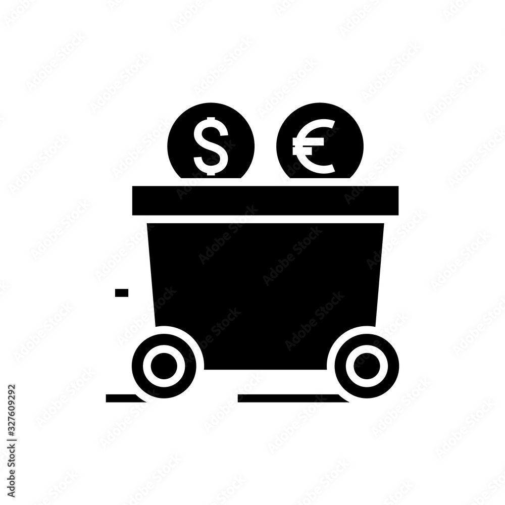 Industry income black icon, concept illustration, vector flat symbol, glyph sign. Industry income black icon, concept illustration, vector flat symbol, glyph sign.