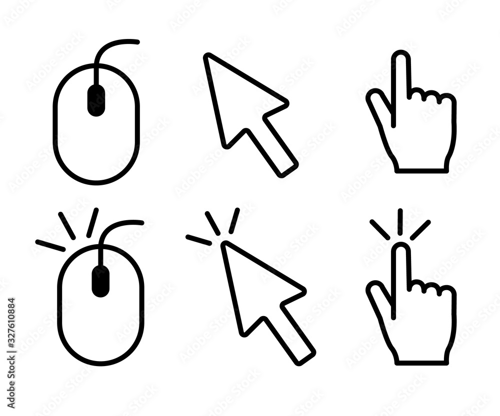 クリック、マウスのアイコン、イラスト、素材、ピクトグラム、ピクト Stock Vector | Adobe Stock