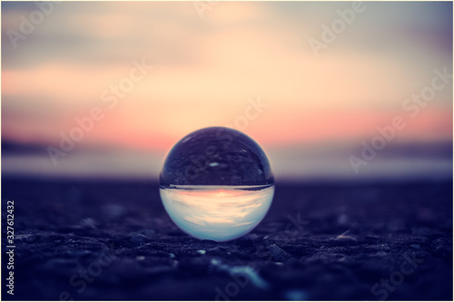 Lens ball during sunset