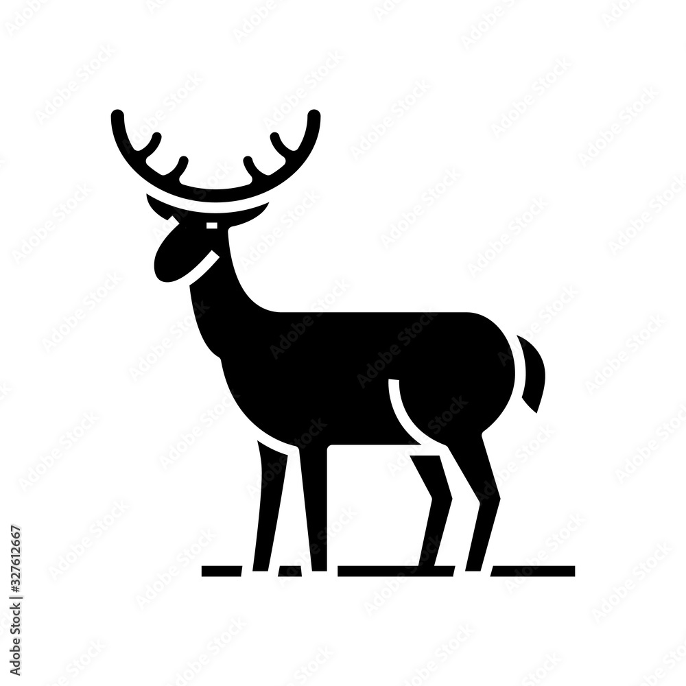 Fototapeta premium Magic deer black icon, concept illustration, vector flat symbol, glyph sign.