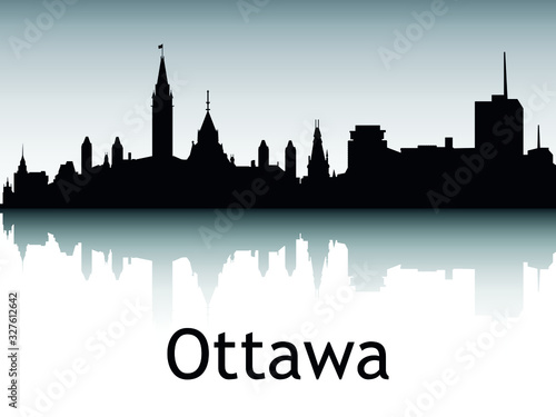 Vector Illustration of Silhouette Skyline Panorama of Ottawa Canada