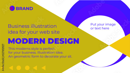 Plantilla moderna de diseño para sitios web, flyers, carteles, folletos, catálogos con posibilidad de editar texto. Formás geométricas redondas y rectas.