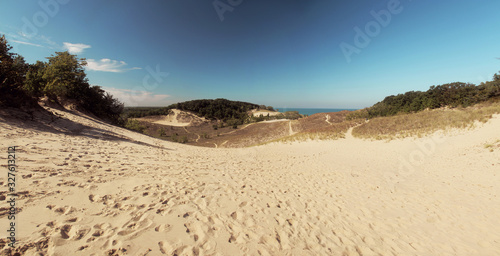 Fototapeta Naklejka Na Ścianę i Meble -  Panoramic view of rolling sand dunes at Warren Dunes State Park, Michigan