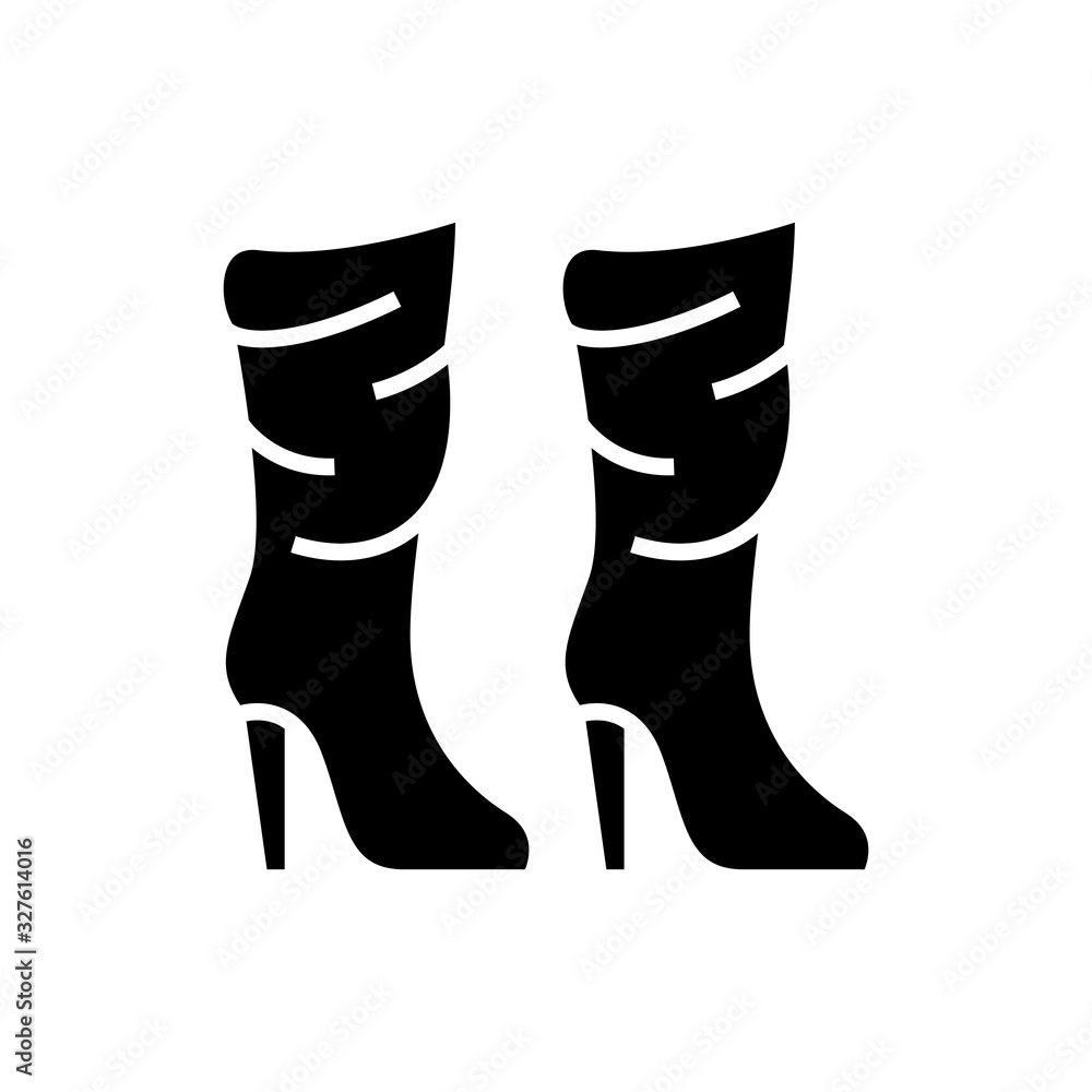 Long boots black icon, concept illustration, vector flat symbol, glyph sign. Long boots black icon, concept illustration, vector flat symbol, glyph sign.