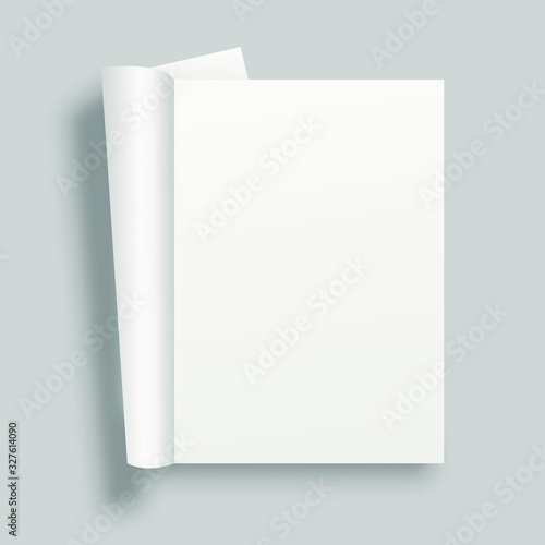 Blank open book, magazine mockup with soft shadow. Mockup vector isolated. Template design. Realistic vector illustration.
