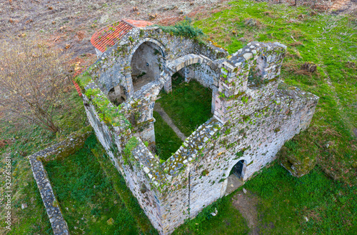 Church of Santa Maria de Tina, Landscape in the surroundings of the cave of the Pindal, lighthouse and hermitage of San Emeterio, Cantabrian Sea, Asturias, Spain, Europe photo