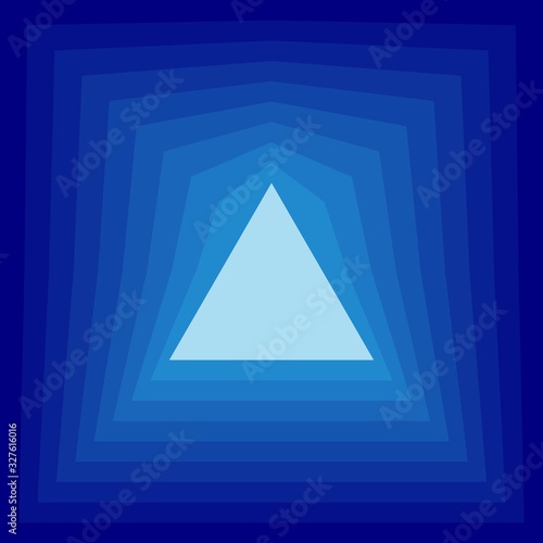 Bright triangle on a blue background. The effect of layering.