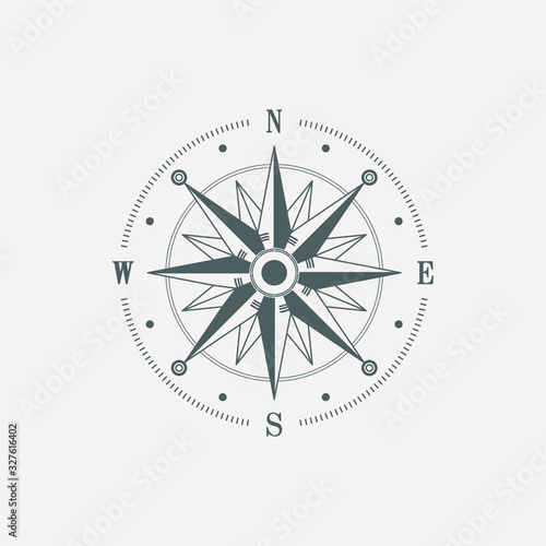Vintage compass wind rose icon