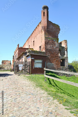 KALININGRAD REGION, RUSSIA. Fragment of the fortress wall of Shaaken Castle, 13th century. Kaliningrad region photo