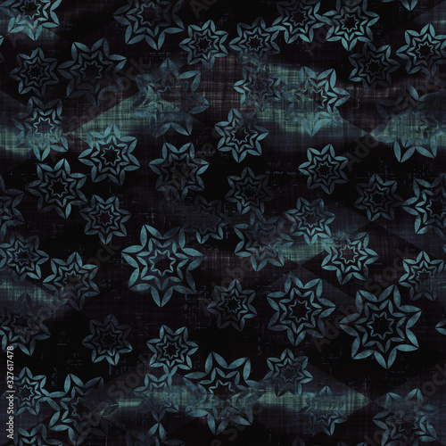 Seamless black purple dark star sky texture. Distressed glitch blur background. Wrinkled worn irregular torn effect pattern. Gothic moody distorted all over print. Mottled retro starry fashion swatch