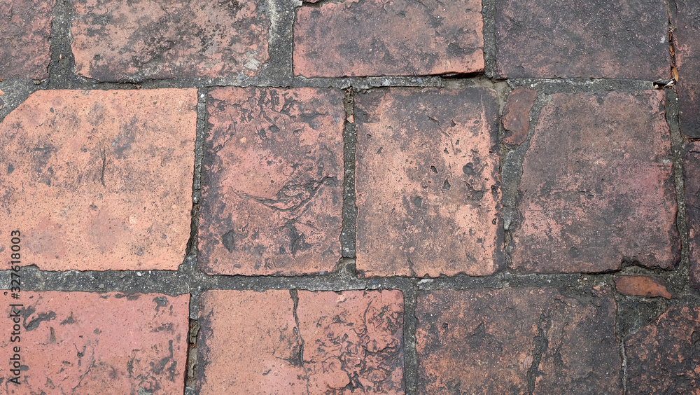 Texture of rectangle weathered brick pavement. Texture of rectangle weathered brick pavement.