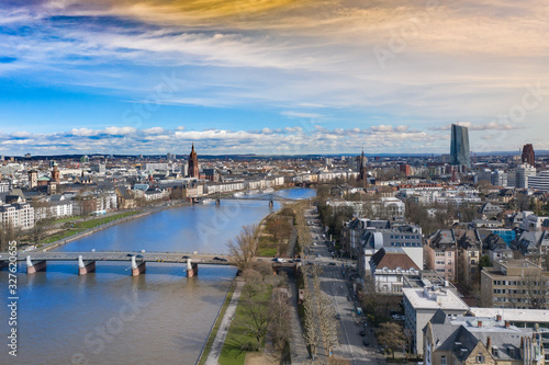  Frankfurt am Main Germany aerial view with drone. 02.03.2020 Frankfurt am Main Germany.