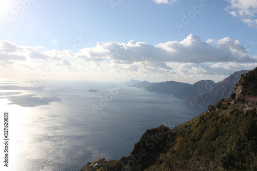 clouds over the mountains and sea italy amalfi coast