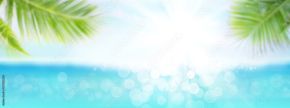 Summer tropical sea with sparkling waves and blue sunny sky Summer tropical sea with sparkling waves and blue sunny sky