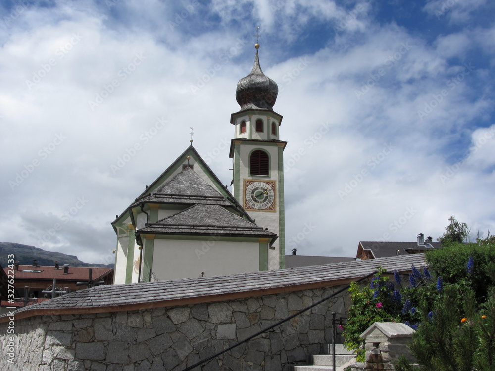 Parish church of San Cassiano . Badia, South tyrol, Italy