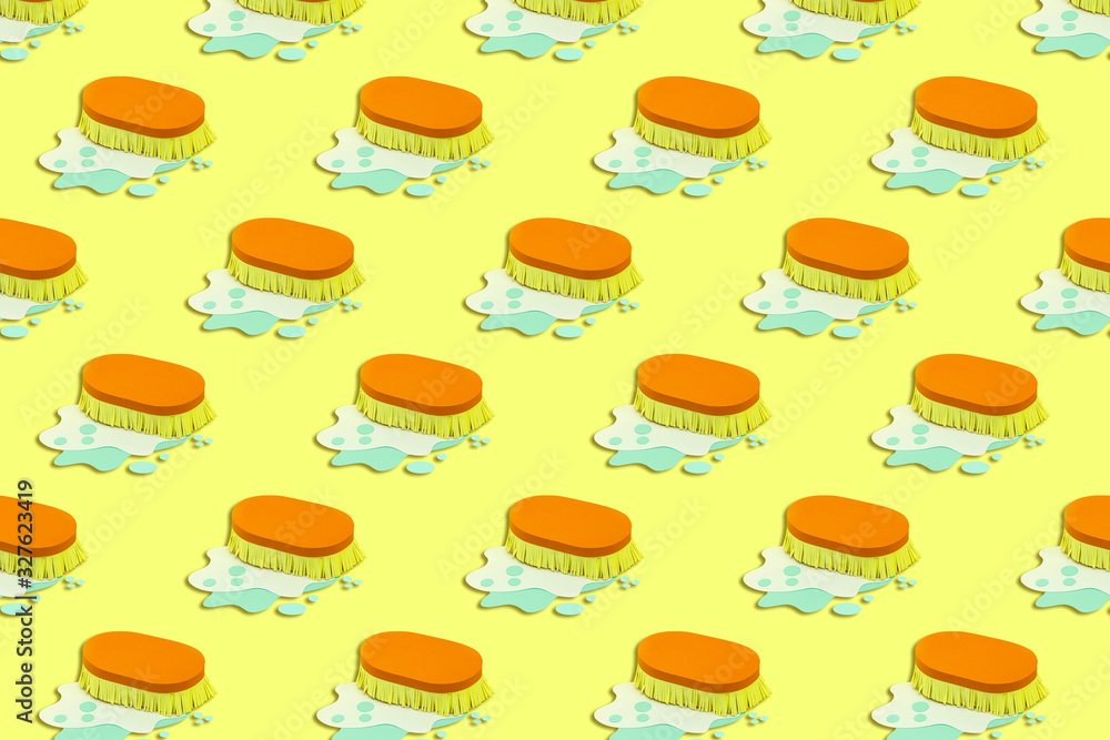 Bright background with cleaning brushes Bright background with cleaning brushes