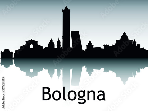 Vector Illustration of Panoramic Silhouette Skyline of Bologna Italy