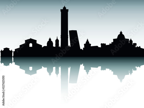 Vector Illustration of Panoramic Silhouette Skyline of Bologna Italy