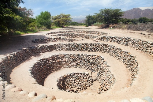 Cantalloc Aqueduct in Nazca, spiral or circle aqueducts photo