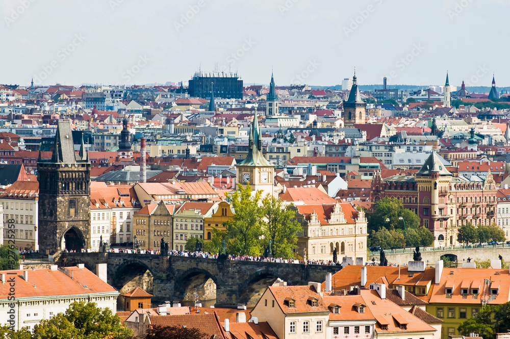 Prague skyline from view the castle.