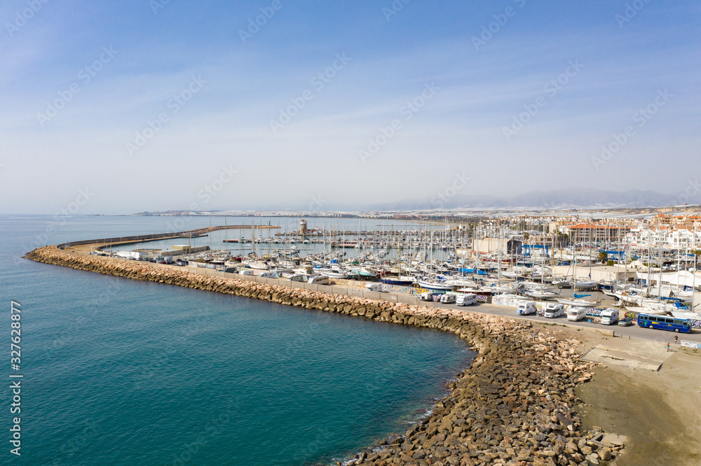 aerial view of the harbour of Almerimar Spain on a sunny day
