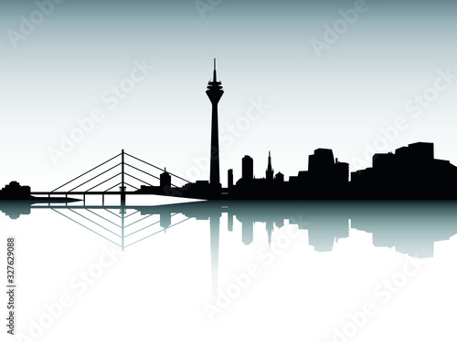 Vector Illustration of the Panoramic Silhouette Skyline of Dusseldorf Germany