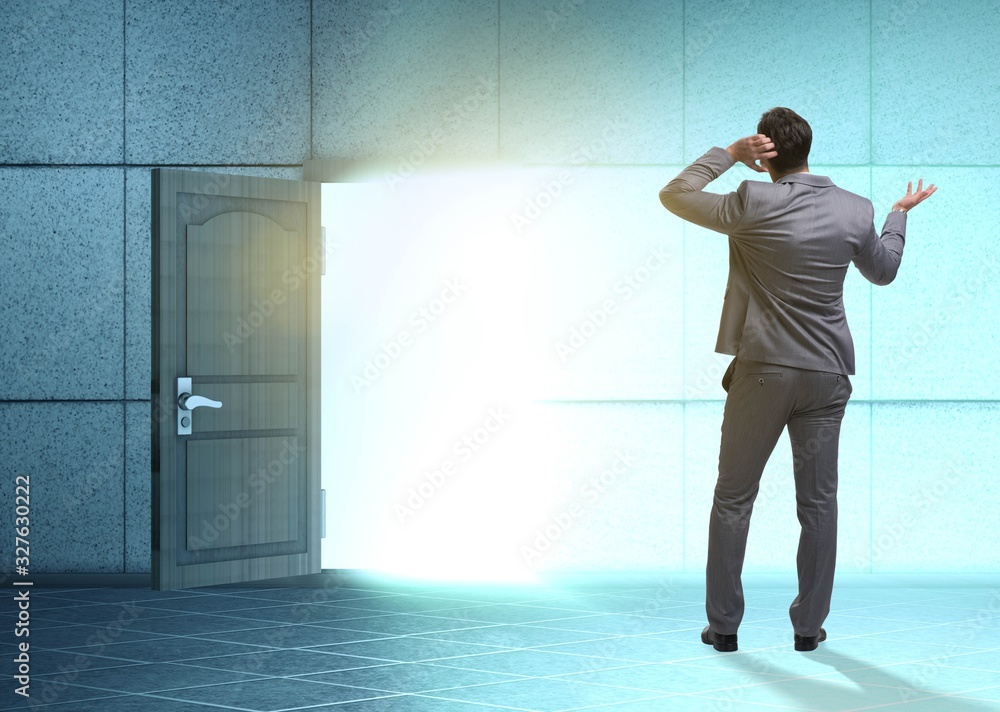 Fototapeta premium Businessman in business uncertainty concept