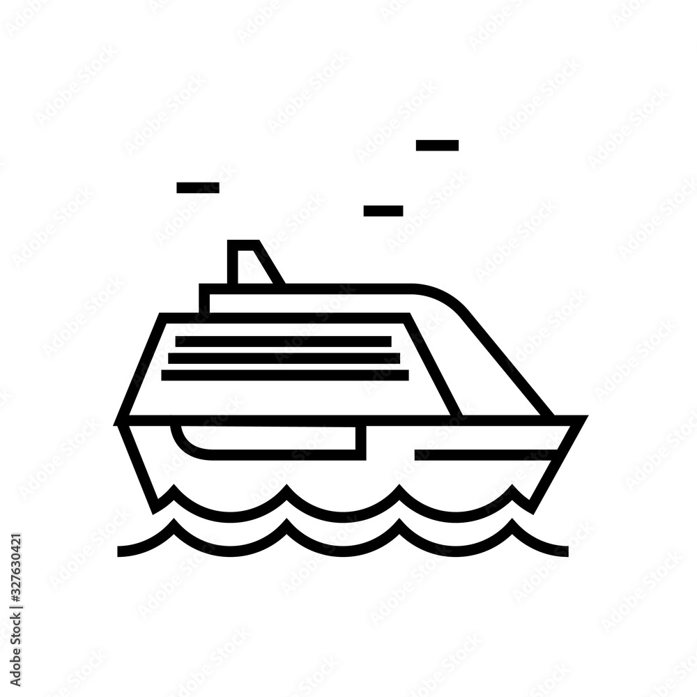 Steamship line icon, concept sign, outline vector illustration, linear symbol. Steamship line icon, concept sign, outline vector illustration, linear symbol.