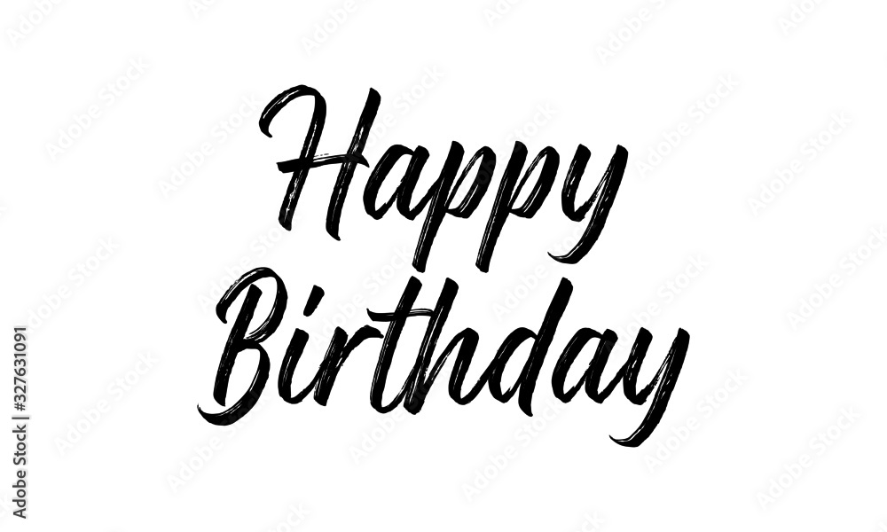 Fototapeta premium Happy Birthday hand drawn black lettering