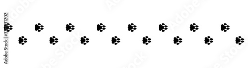 Flat linear design. Paw print foot trail. Dog, cat paw print. Isolated vector elements.	