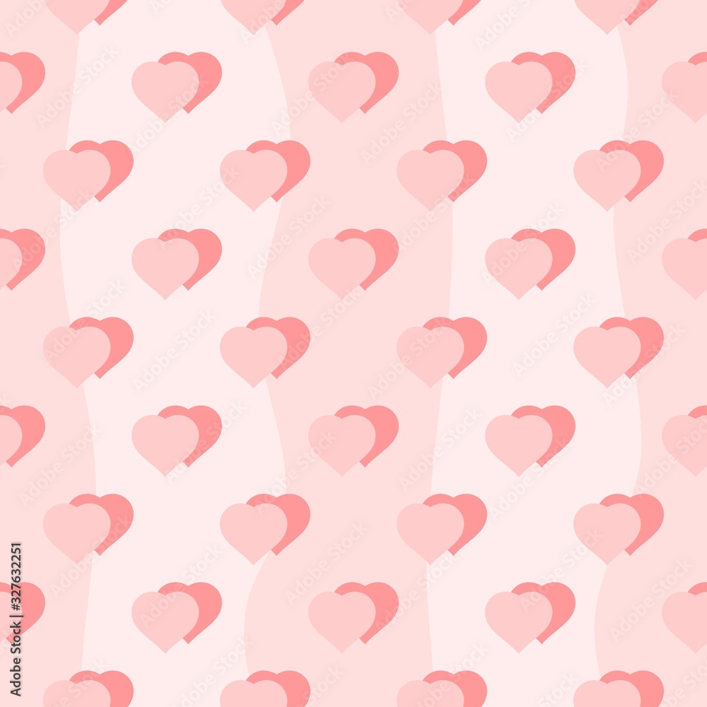 Romantic seamless pattern with pink hearts. Print for wallpaper or wrapping paper. Vector drawing.