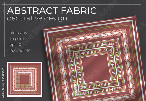 Abstract Fabric Decorative Design with Realistic Mock up for Printing Production. Hijab , Scarf , Pillow , etc.