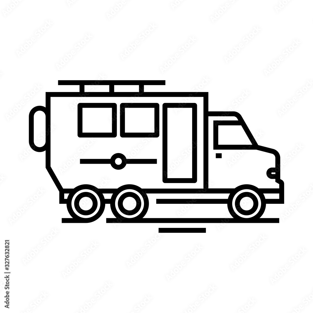 Special truck line icon, concept sign, outline vector illustration, linear symbol. Special truck line icon, concept sign, outline vector illustration, linear symbol.