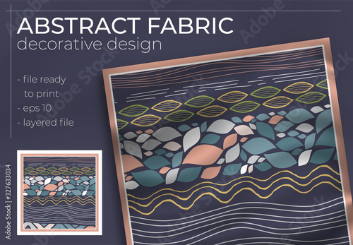 Abstract Fabric Decorative Design with Realistic Mock up for Printing Production. Hijab , Scarf , Pillow , etc.