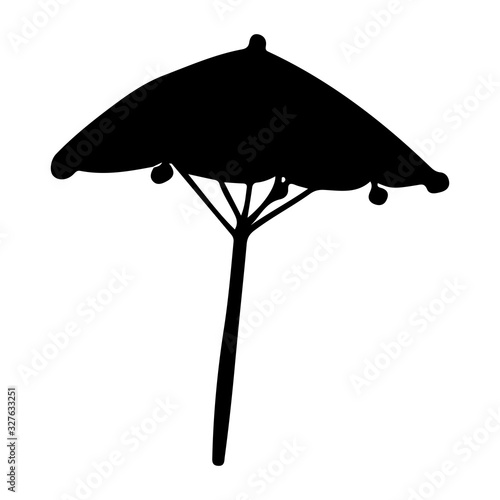 Beach umbrella black silhouette on a white background. Stock vector illustration