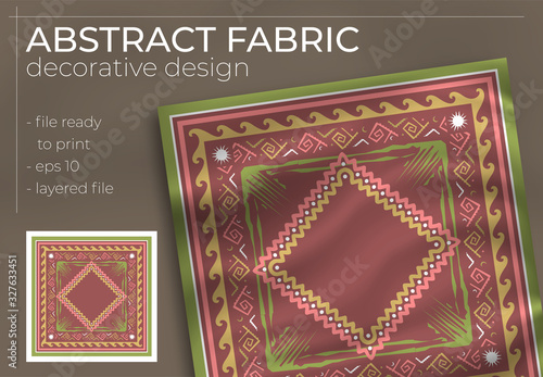 Abstract Fabric Decorative Design with Realistic Mock up for Printing Production. Hijab , Scarf , Pillow , etc.