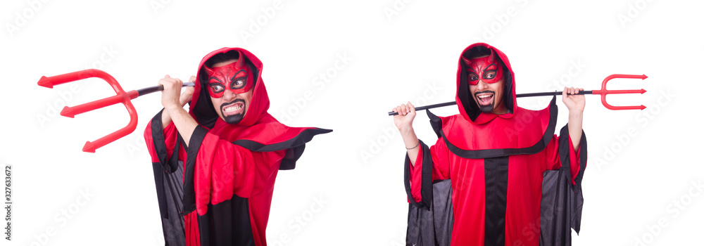 Man devil in red costume Man devil in red costume