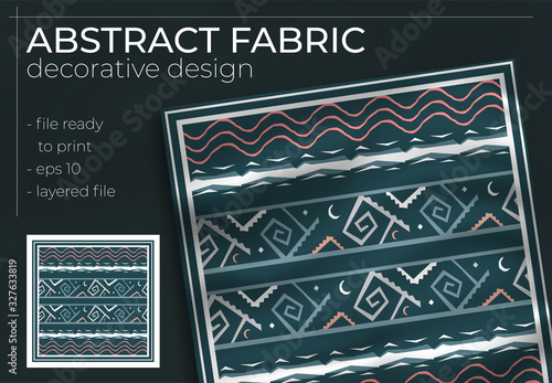 Abstract Fabric Decorative Design with Realistic Mock up for Printing Production. Hijab , Scarf , Pillow , etc.