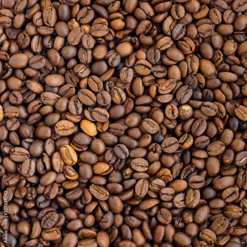 Roasted black coffee beans, background